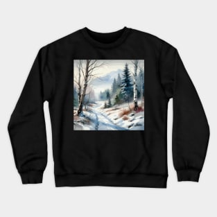 Winter Forest Road Crewneck Sweatshirt